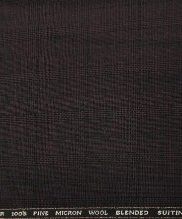 J.Hampstead Men's Wool Checks  Super 100's Unstitched Trouser Fabric (Dark Wine