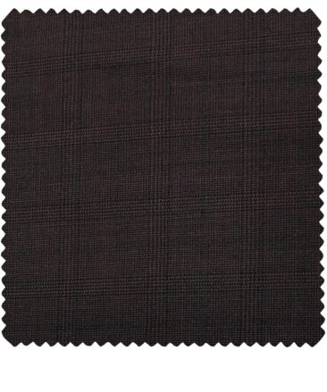 J.Hampstead Men's Wool Checks  Super 100's Unstitched Trouser Fabric (Dark Wine