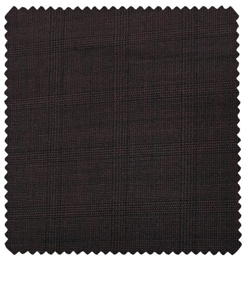 J.Hampstead Men's Wool Checks  Super 100's Unstitched Trouser Fabric (Dark Wine