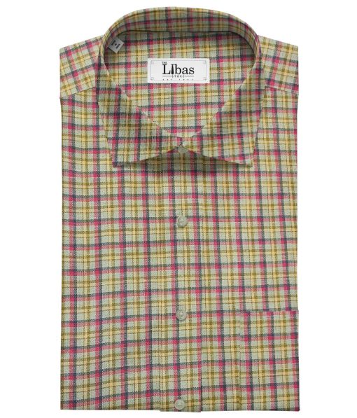 Burgoyne Men's 60 LEA Irish Linen Checks  Unstitched Shirting Fabric (Multicolor)