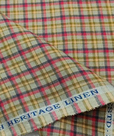 Burgoyne Men's 60 LEA Irish Linen Checks  Unstitched Shirting Fabric (Multicolor)