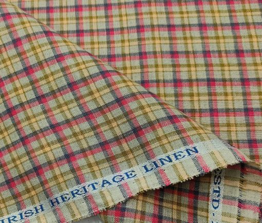 Burgoyne Men's 60 LEA Irish Linen Checks  Unstitched Shirting Fabric (Multicolor)