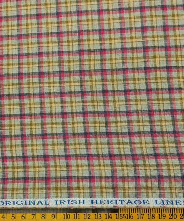 Burgoyne Men's 60 LEA Irish Linen Checks  Unstitched Shirting Fabric (Multicolor)