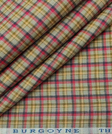 Burgoyne Men's 60 LEA Irish Linen Checks  Unstitched Shirting Fabric (Multicolor)