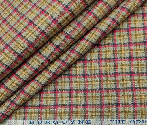 Burgoyne Men's 60 LEA Irish Linen Checks  Unstitched Shirting Fabric (Multicolor)