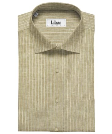 Burgoyne Men's 60 LEA Irish Linen Striped  Unstitched Shirting Fabric (Beige)