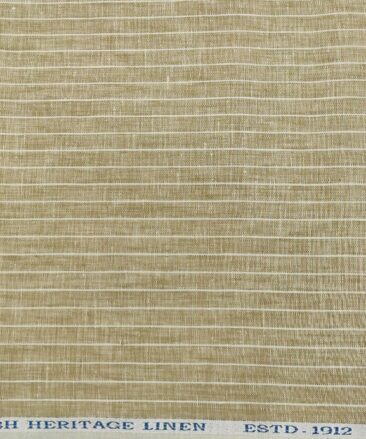 Burgoyne Men's 60 LEA Irish Linen Striped  Unstitched Shirting Fabric (Beige)