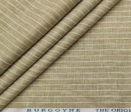 Burgoyne Men's 60 LEA Irish Linen Striped  Unstitched Shirting Fabric (Beige)