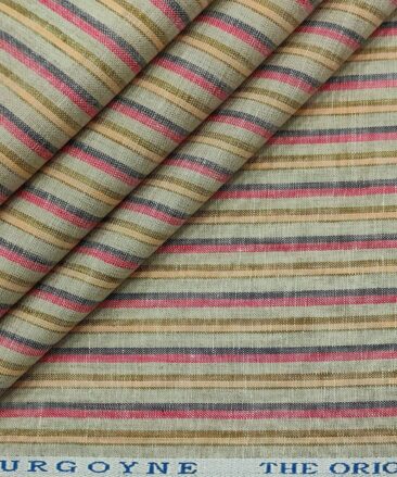 Burgoyne Men's 60 LEA Irish Linen Striped  Unstitched Shirting Fabric (Multicolor)