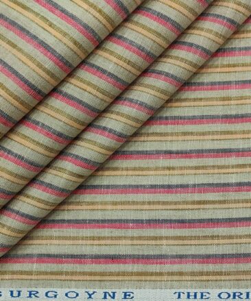 Burgoyne Men's 60 LEA Irish Linen Striped  Unstitched Shirting Fabric (Multicolor)