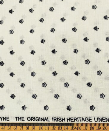 Burgoyne Men's 60 LEA Irish Linen Printed  Unstitched Shirting Fabric (Milky White)