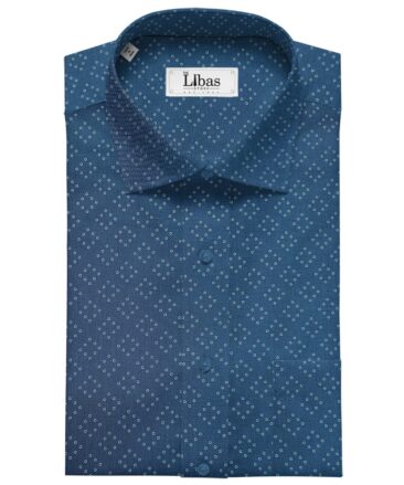 Burgoyne Men's 60 LEA Irish Linen Printed  Unstitched Shirting Fabric (Royal Blue)