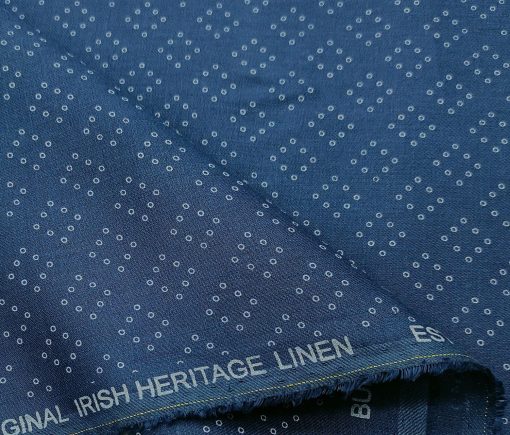 Burgoyne Men's 60 LEA Irish Linen Printed  Unstitched Shirting Fabric (Royal Blue)