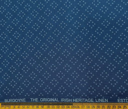 Burgoyne Men's 60 LEA Irish Linen Printed  Unstitched Shirting Fabric (Royal Blue)