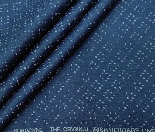 Burgoyne Men's 60 LEA Irish Linen Printed  Unstitched Shirting Fabric (Royal Blue)