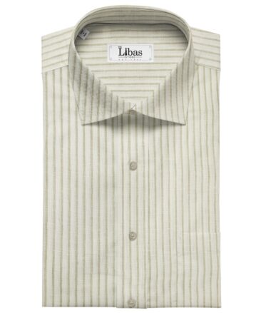 Burgoyne Men's 60 LEA Irish Linen Striped  Unstitched Shirting Fabric (White)