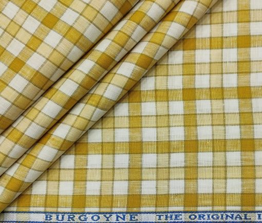 Burgoyne Men's 60 LEA Irish Linen Checks  Unstitched Shirting Fabric (Mustard Yellow)