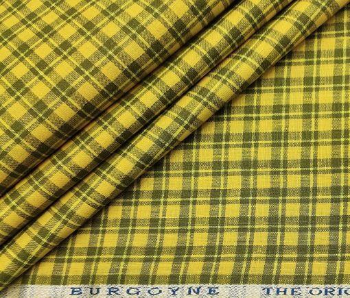 Burgoyne Men's 60 LEA Irish Linen Checks  Unstitched Shirting Fabric (Yellow & Green)