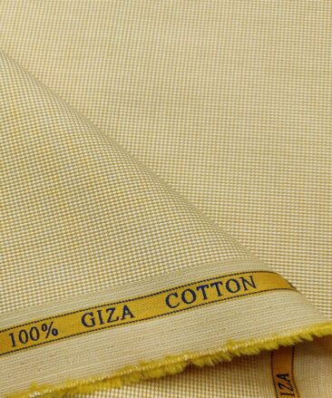 Cadini Men's Giza Cotton Structured  Unstitched Shirting Fabric (Beige)