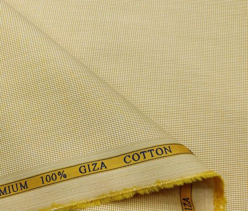 Cadini Men's Giza Cotton Structured  Unstitched Shirting Fabric (Beige)