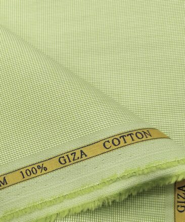 Cadini Men's Giza Cotton Structured  Unstitched Shirting Fabric (Light Olive Green)