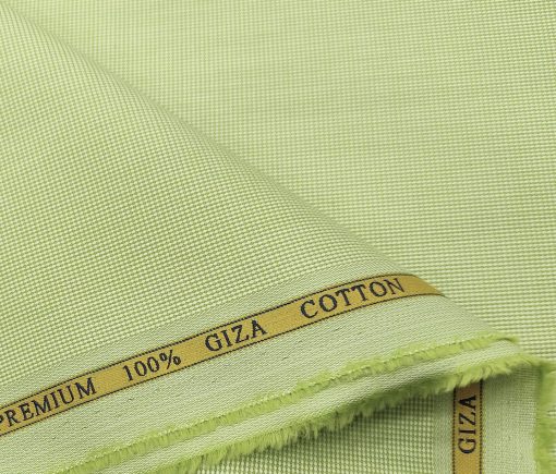 Cadini Men's Giza Cotton Structured  Unstitched Shirting Fabric (Light Olive Green)