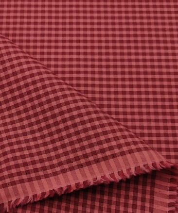 Exquisite Men's Cotton Checks  Unstitched Shirting Fabric (Maroon Red)