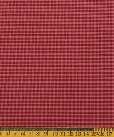 Exquisite Men's Cotton Checks  Unstitched Shirting Fabric (Maroon Red)