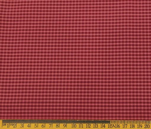 Exquisite Men's Cotton Checks  Unstitched Shirting Fabric (Maroon Red)