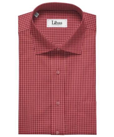 Exquisite Men's Cotton Checks  Unstitched Shirting Fabric (Maroon Red)