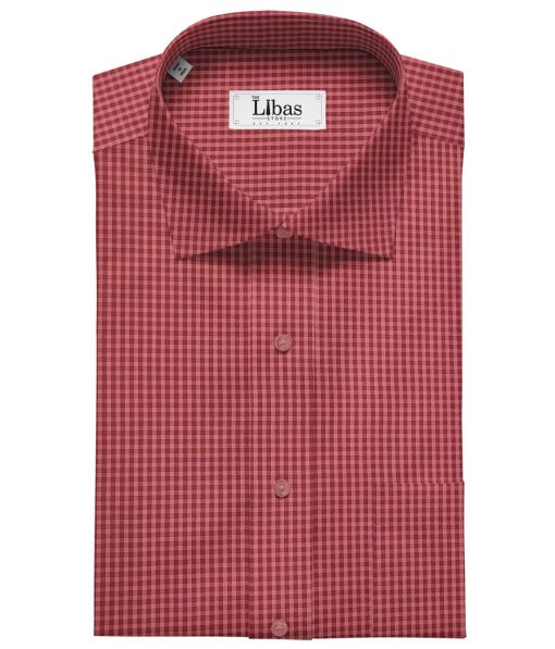 Exquisite Men's Cotton Checks  Unstitched Shirting Fabric (Maroon Red)