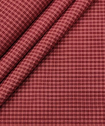 Exquisite Men's Cotton Checks  Unstitched Shirting Fabric (Maroon Red)