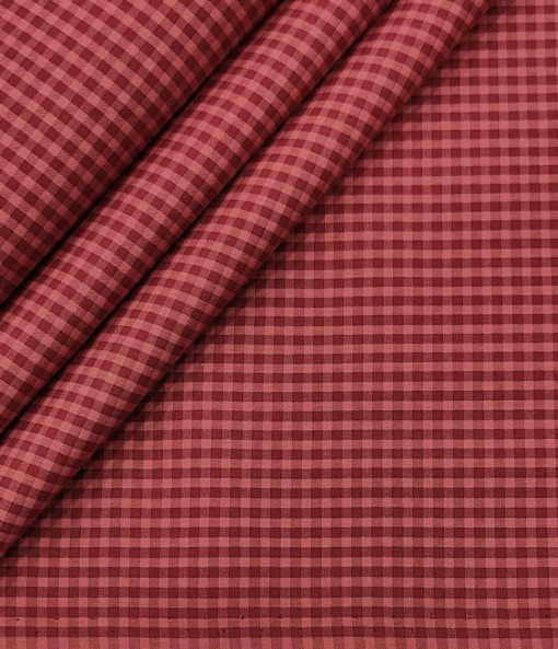 Exquisite Men's Cotton Checks  Unstitched Shirting Fabric (Maroon Red)