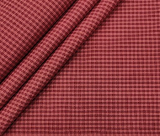 Exquisite Men's Cotton Checks  Unstitched Shirting Fabric (Maroon Red)