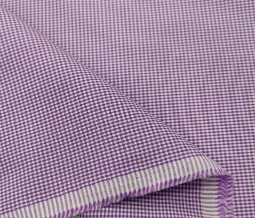 Exquisite Men's Cotton Checks  Unstitched Shirting Fabric (Purple)