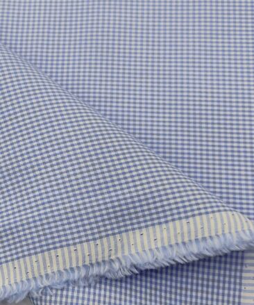 Exquisite Men's Cotton Checks  Unstitched Shirting Fabric (Sky Blue)