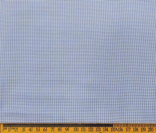 Exquisite Men's Cotton Checks  Unstitched Shirting Fabric (Sky Blue)