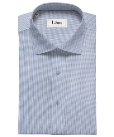 Exquisite Men's Cotton Checks  Unstitched Shirting Fabric (Sky Blue)