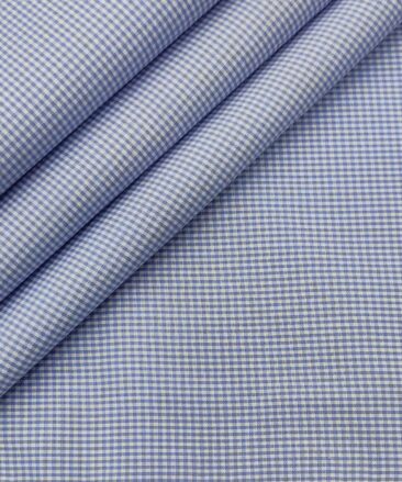 Exquisite Men's Cotton Checks  Unstitched Shirting Fabric (Sky Blue)