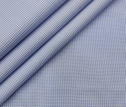 Exquisite Men's Cotton Checks  Unstitched Shirting Fabric (Sky Blue)