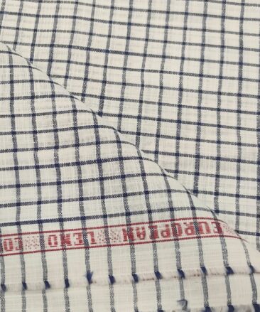 F.M. Hammerle Men's Cotton Checks  Unstitched Shirting Fabric (White)