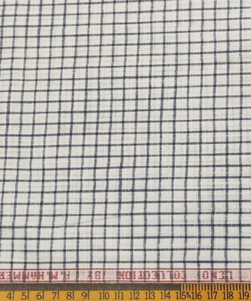 F.M. Hammerle Men's Cotton Checks  Unstitched Shirting Fabric (White)