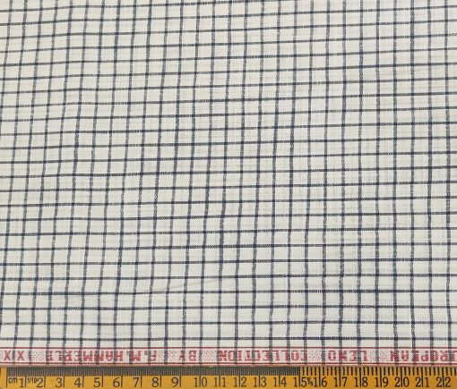 F.M. Hammerle Men's Cotton Checks  Unstitched Shirting Fabric (White)