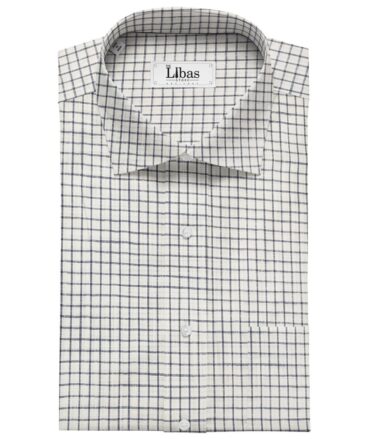 F.M. Hammerle Men's Cotton Checks  Unstitched Shirting Fabric (White)