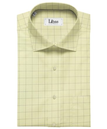 Tessitura Monti Men's Giza Cotton Checks  Unstitched Shirting Fabric (Banana Yellow)