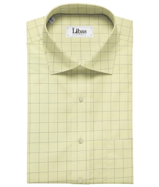 Tessitura Monti Men's Giza Cotton Checks  Unstitched Shirting Fabric (Banana Yellow)