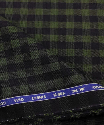 Tessitura Monti Men's Giza Cotton Checks  Unstitched Shirting Fabric (Dark Blue & Green)