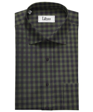 Tessitura Monti Men's Giza Cotton Checks  Unstitched Shirting Fabric (Dark Blue & Green)