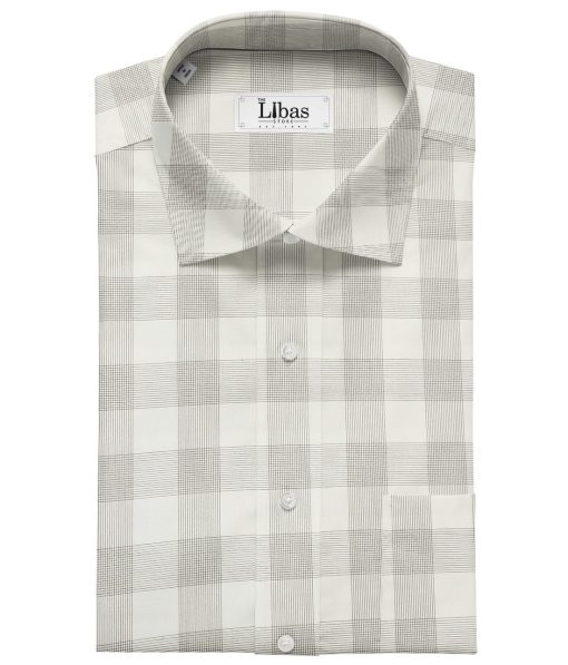 Tessitura Monti Men's Giza Cotton Checks  Unstitched Shirting Fabric (White)