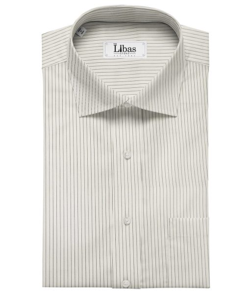 Tessitura Monti Men's Giza Cotton Striped  Unstitched Shirting Fabric (White)